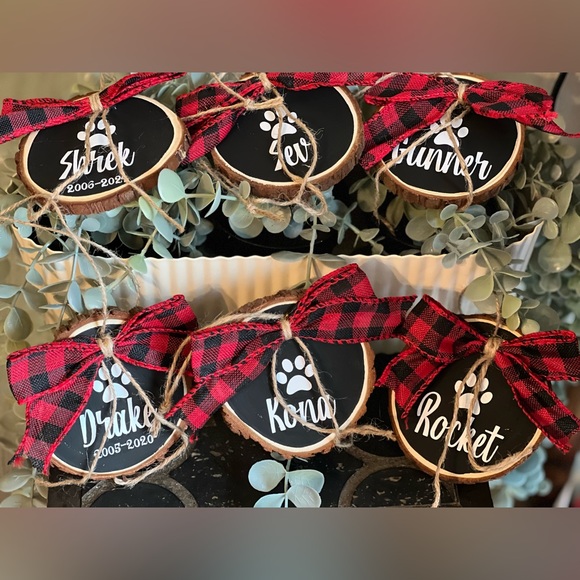 Holiday Wood Sliced Ornaments, Personalized - Picture 2 of 3